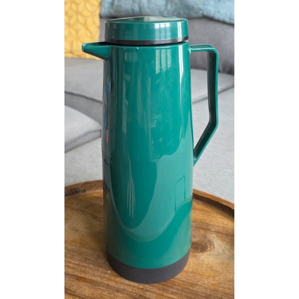 Vintage Thermos Emerald Green Coffee Carafe Pitcher Glass Lined Made in Canada